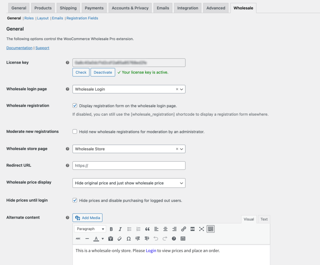 WooCommerce Wholesale Pro by Barn2 – plugin settings