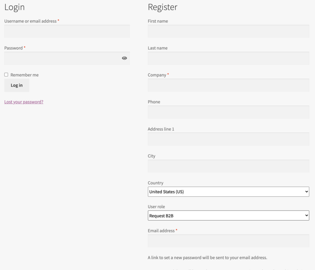 Roles & Rules B2B by Consortia – registration form