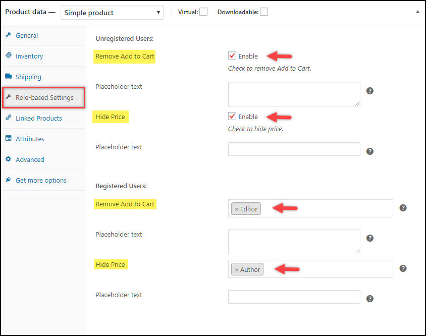 ELEX WooCommerce Role Based Pricing – catalog mode settings