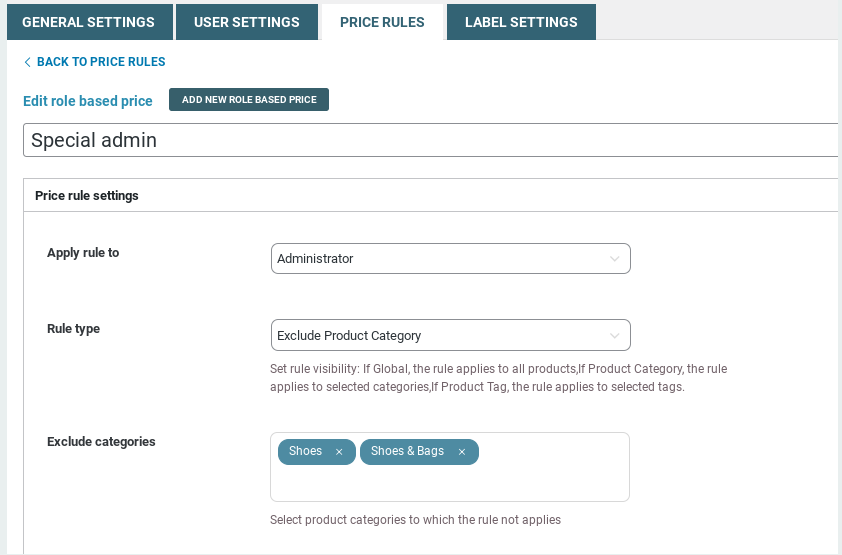 YITH WooCommerce Role Based Prices – general settings