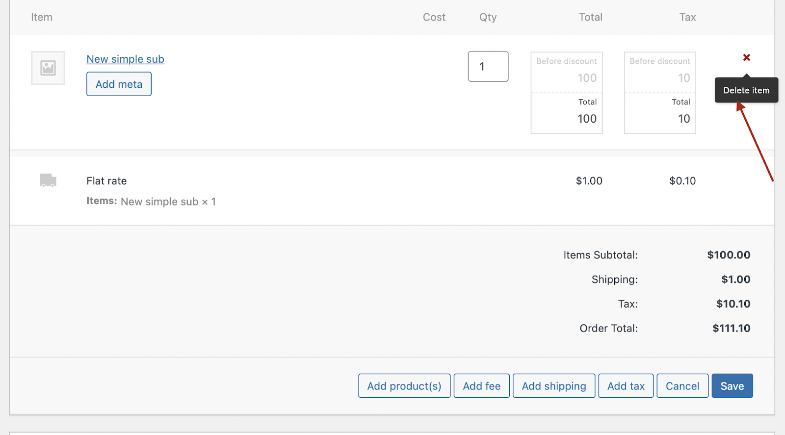 Removing the product from an active subscription