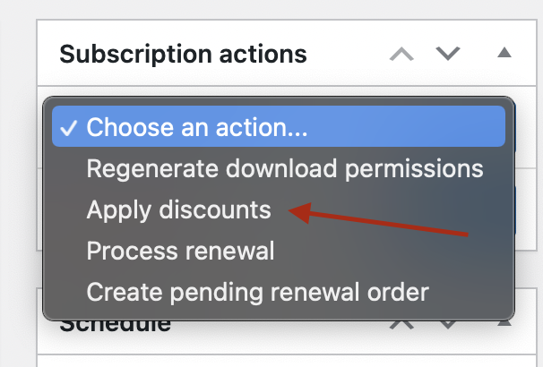 Apply discount action on the subscription page