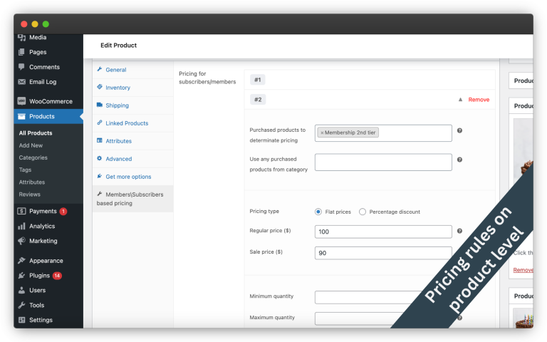 Create pricing rules for members on the product level