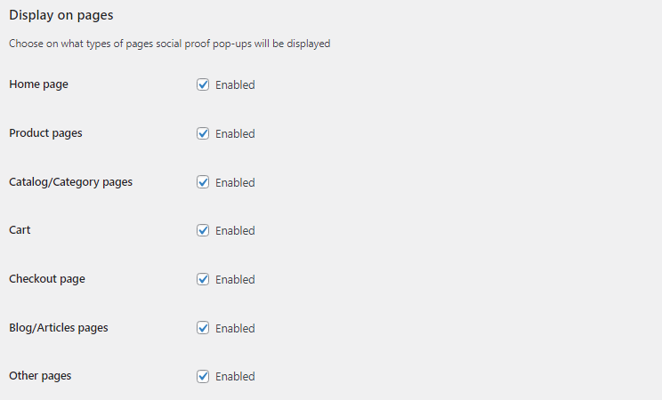 Choose the pages where popups appear