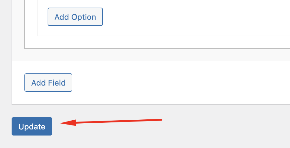 Update button used to re-save the add-on or product