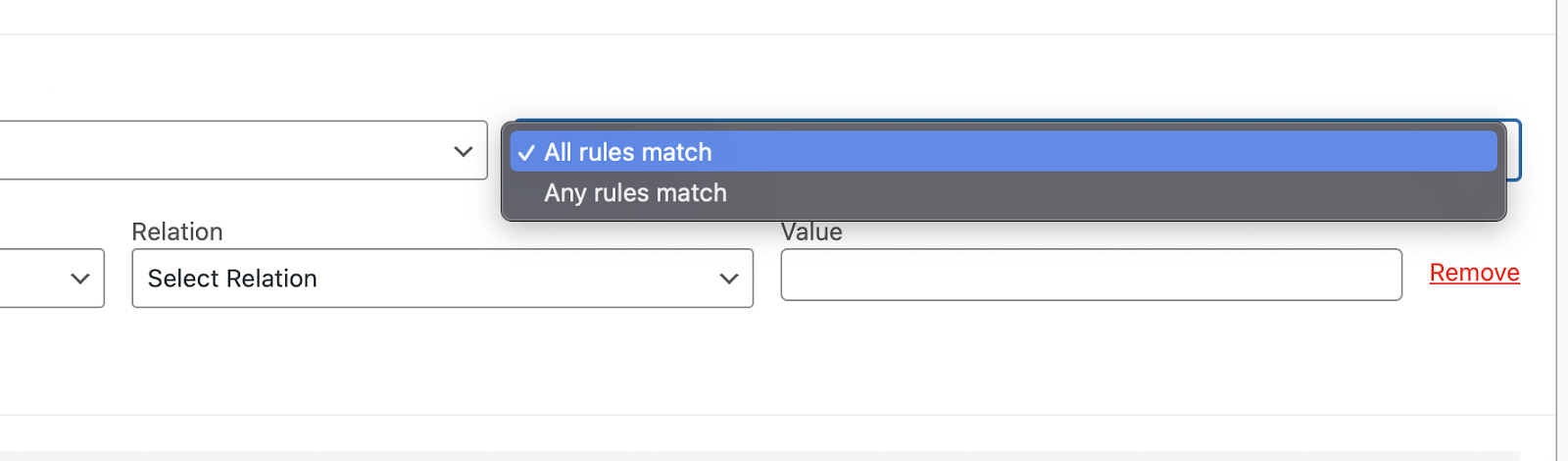 Choosing between Any rules match and All rules match