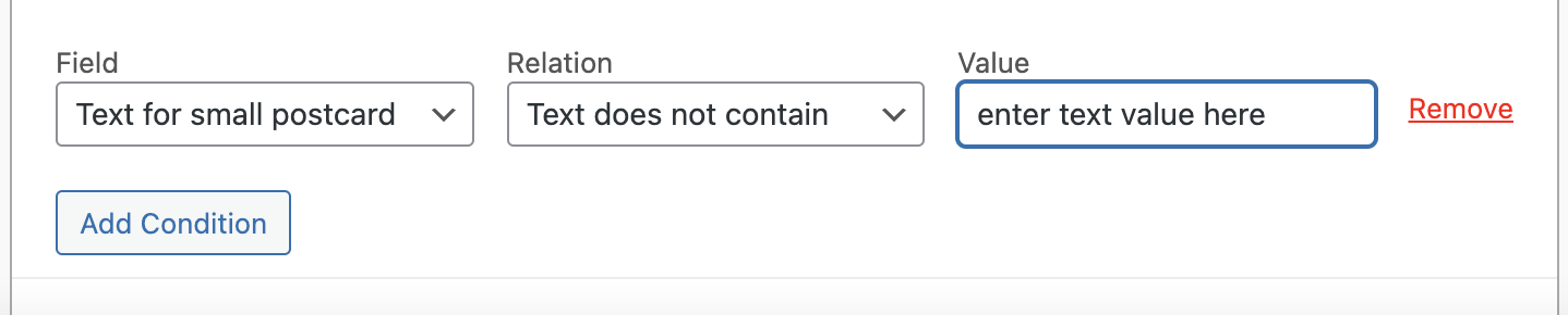 Text contains condition with a value