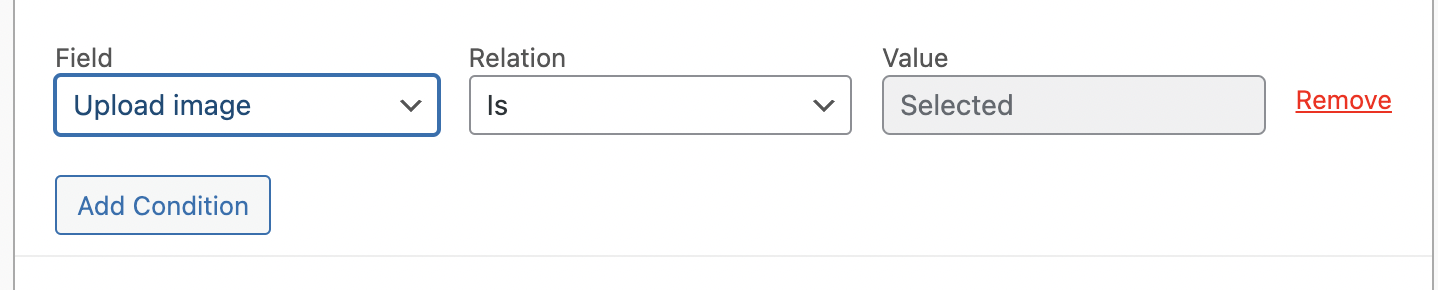File upload condition value