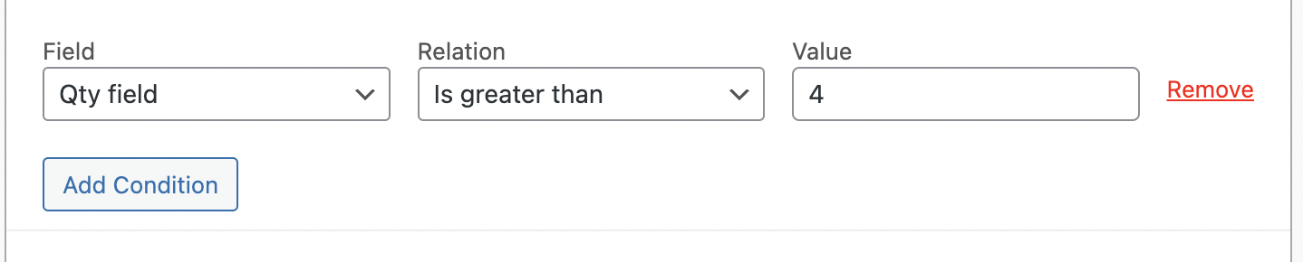 Greater than / less than numeric conditions