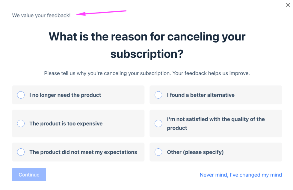 Custom message displayed before the survey title