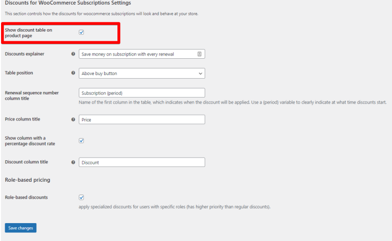 Plugin settings page