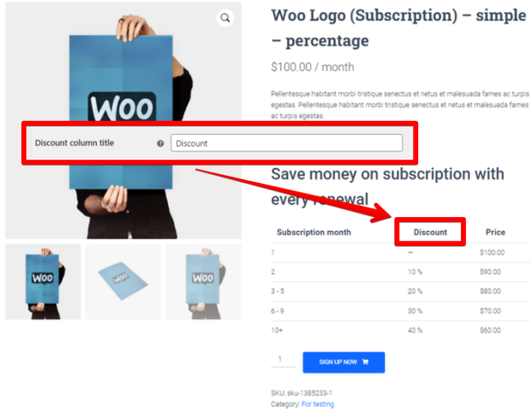 Discount column in the wp-admin subscriptions area