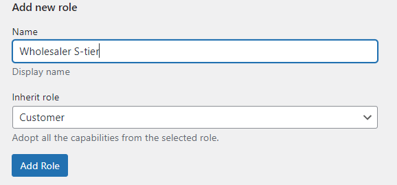Creating a new user role with inherited capabilities