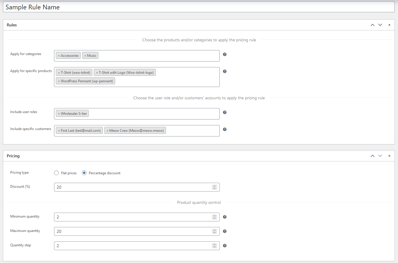 Add Pricing Rule button