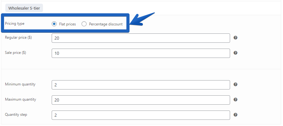 Pricing type column in the CSV file