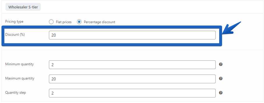 Role-based discount column in the CSV file