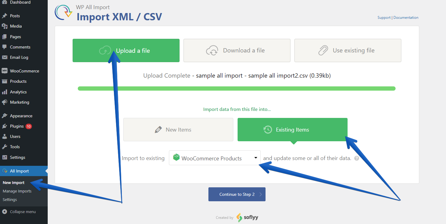 Creating a new import in WP All Import