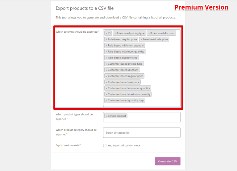 Import-Export via WooCommerce regular tool