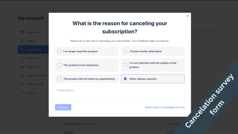 Coupon code applied on user subscription in user account