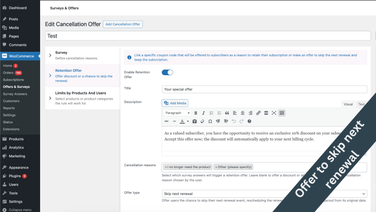 Set subscription requirements for discount offer