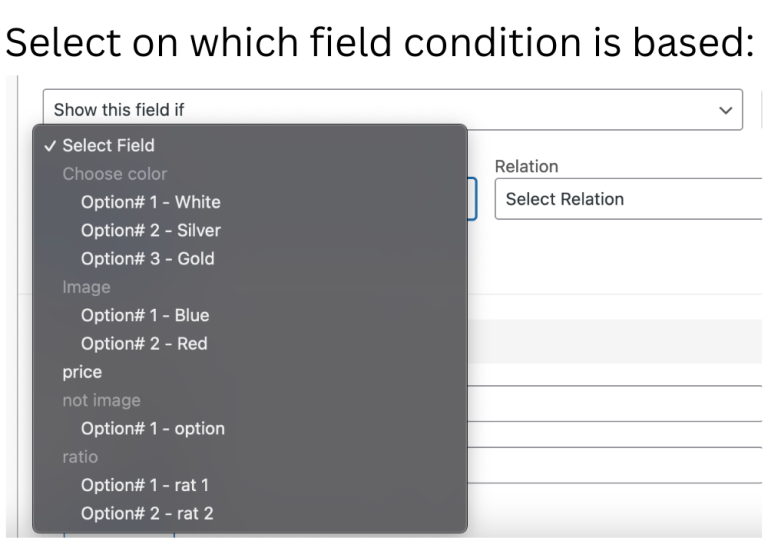 Dependencies for fields used as conditions